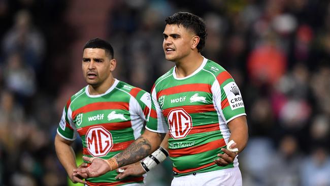 Cody Walker and Latrell Mitchell control the mood of the Souths team.