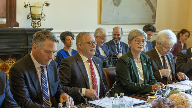 Anthony Albanese, Jim Chalmers and Penny Wong held talks with their Malaysian counterparts on Monday. Picture: Steve Christo/ASEAN