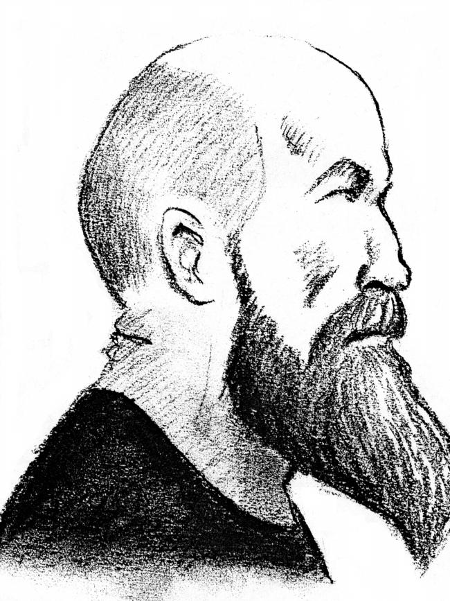 A court sketch of Fyfe, when he was first convicted.