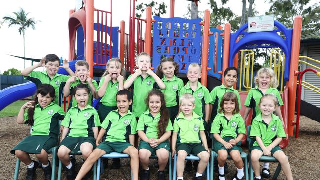 Coombabah SS MFY21 - Class D .PREP D BACK ROW (L-R): Nixon Goodwin, Ned Rainbow, Mia Stutz, Louis Irving, Piper Cordell, Zayde Peachey, Mostafa Gaballa, Mia Walker FRONT ROW (L-R): Ava Palmer, Jacqueline Kennedy, Adam Masonwells, Charnia Hayward, Jasper White, Billie Bitschke, Mia Willis Photograph : Jason O'Brien