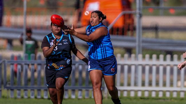 Delsey Campbell captained her Rovers to a Round 1 win in the 2024 CAFL season. Picture: Charlie Lowson / AFLNT Media