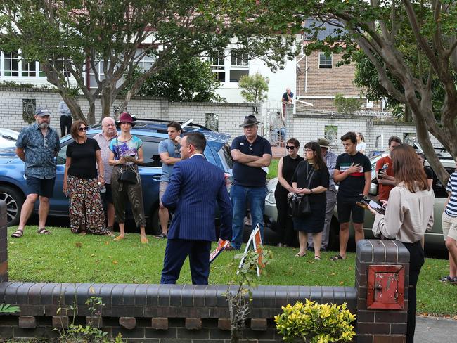 SYDNEY, AUSTRALIA - FEBRUARY 20, 2021, Auctioneer Damien Cooley in action at Service Street Home Auction in Ashfield Today in Sydney, Australia. Picture: Newscorp Sunday Telegraph / Gaye Gerard