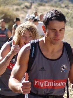 Paul Licuria and fresh-raced recruit Dale Thomas on the trail in 2006.