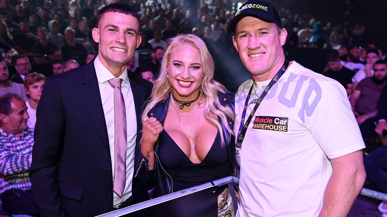 Harry Garside with boxer Ebanie Bridges and rugby league legend Paul Gallen.