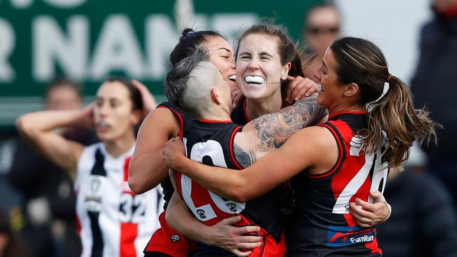 The Bombers won the VFLW grand final at North Port Oval on Sunday. Picture: Dylan Burns/AFL Photos via Getty Images