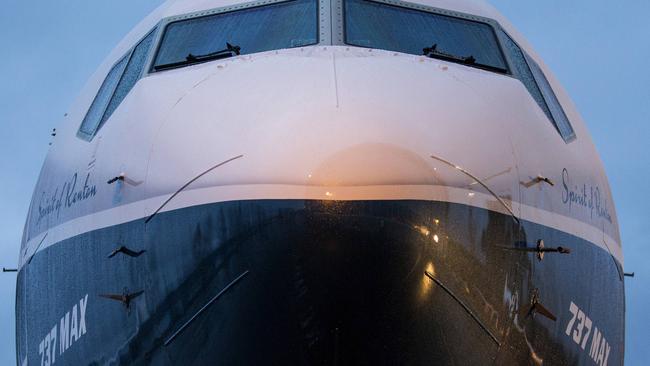 The nose of the Boeing 737 MAX aeroplane. Picture: David Ryder/Bloomberg.