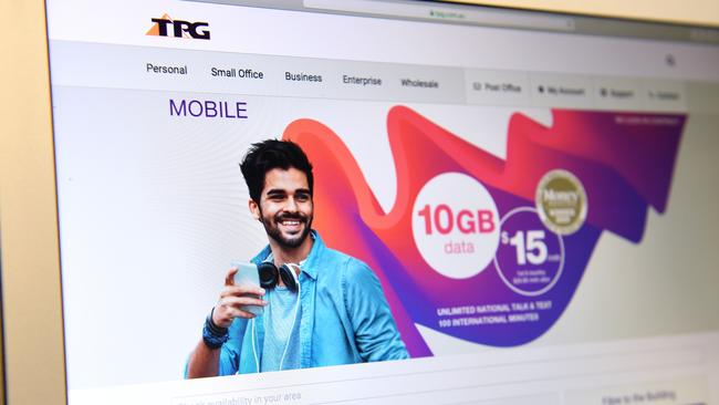 TPG Telecom's website. Picture: AAP