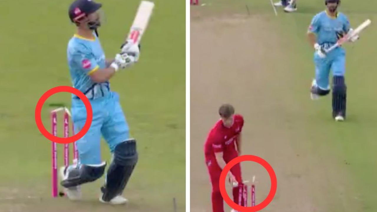 Yorkshire captain Shan Masood steps on stumps and then gets run out … but survives due to little-known rule