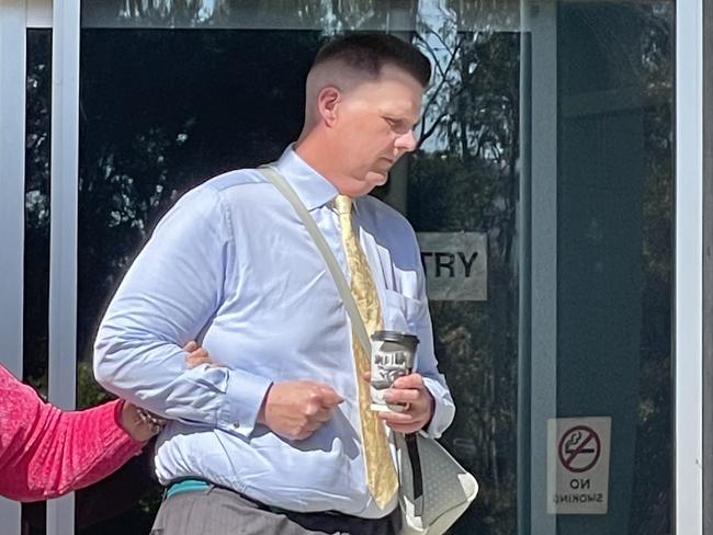Isaac Steven Mason leaving Gosford Local Court where he is facing charges of possessing and distributing child abuse material. Picture: NewsLocal