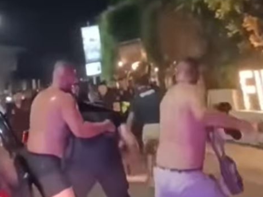 The brawl outside Bali beach club Finns. Picture: Instagram