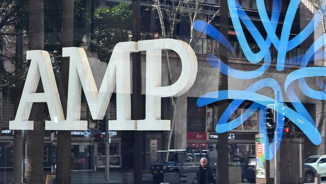 SYDNEY, AUSTRALIA - NewsWire Photos AUGUST 24, 2020: An AMP logo is reflected in a window in Sydney. Picture: NCA NewsWire / Steven Saphore