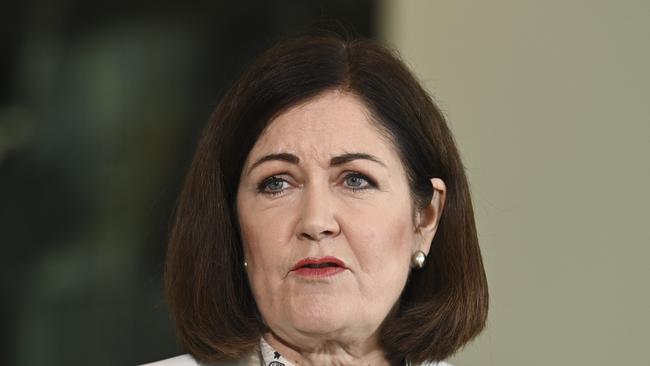 CANBERRA, Australia – NewsWire Photos – September 20, 2024: Shadow Minister for Education, Sarah Henderson and Senator Paul Scarr hold a press conference to discuss the senate inquiry into the Coalition's bill to establish a Commission of Inquiry into anti-Semitism at Australian Universities at Parliament House in Canberra. Picture: NewsWire / Martin Ollman