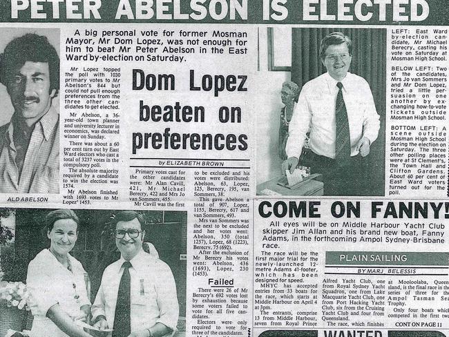 How the Mosman Daily reported Cr Abelson’s 1979 victory.