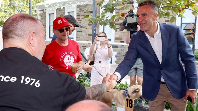 Premier-elect Peter Malinauskas meets people a day after winning the election on Saturday. Picture: NCA NewsWire / Kelly Barnes