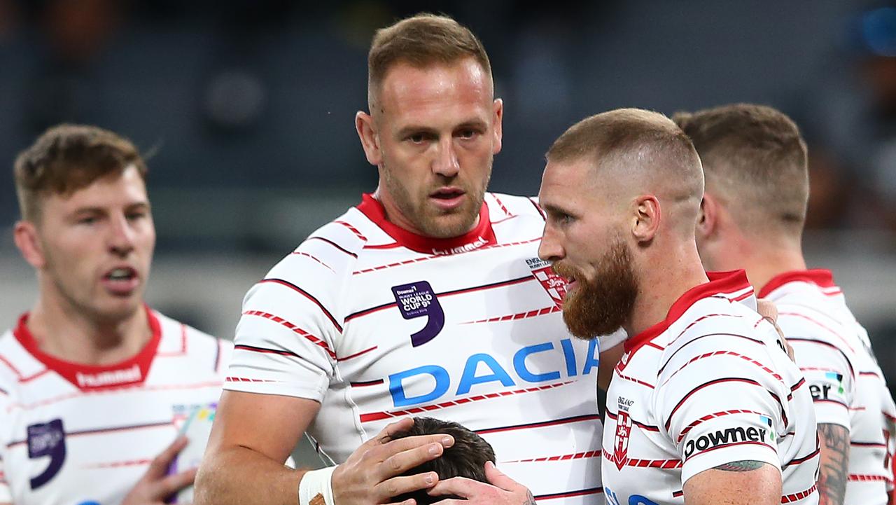 Sam Tomkins (right) starred for England on day one of the World Nines.