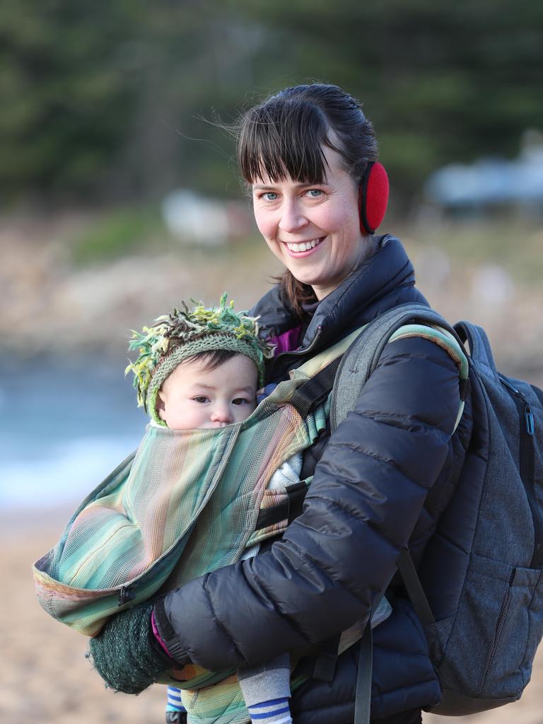 The annual 5 Lands walk from MacMasters Beach Saturday 22nd June 2019 Vanessa and baby Annabel Huang from Narara.Picture: Sue Graham