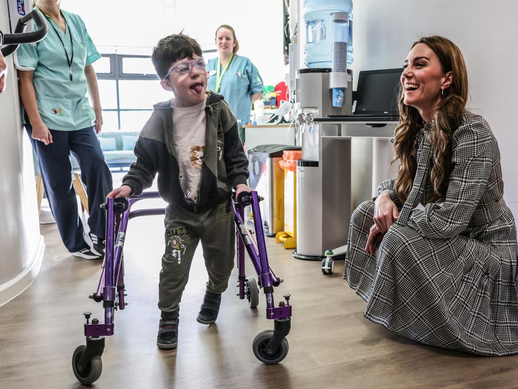 Catherine, Princess of Wales talks with 5 year old Oscar at the children’s hospice in Wales. Picture: WPA Pool/Getty Images