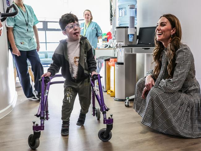 Catherine, Princess of Wales talks with 5 year old Oscar at the children’s hospice in Wales. Picture: WPA Pool/Getty Images