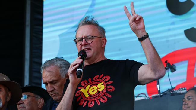 Anthony Albanese in Shepparton in October 2023, a week before the failed referendum.