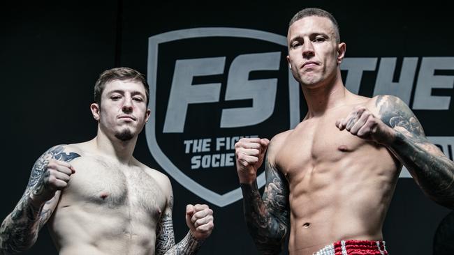 Andy Juniku (left) and James Honey - at the Fight Society gym - are taking on two of Thailand's best fighters this Saturday, December 7, at Dreamworld. Picture: Glenn Campbell