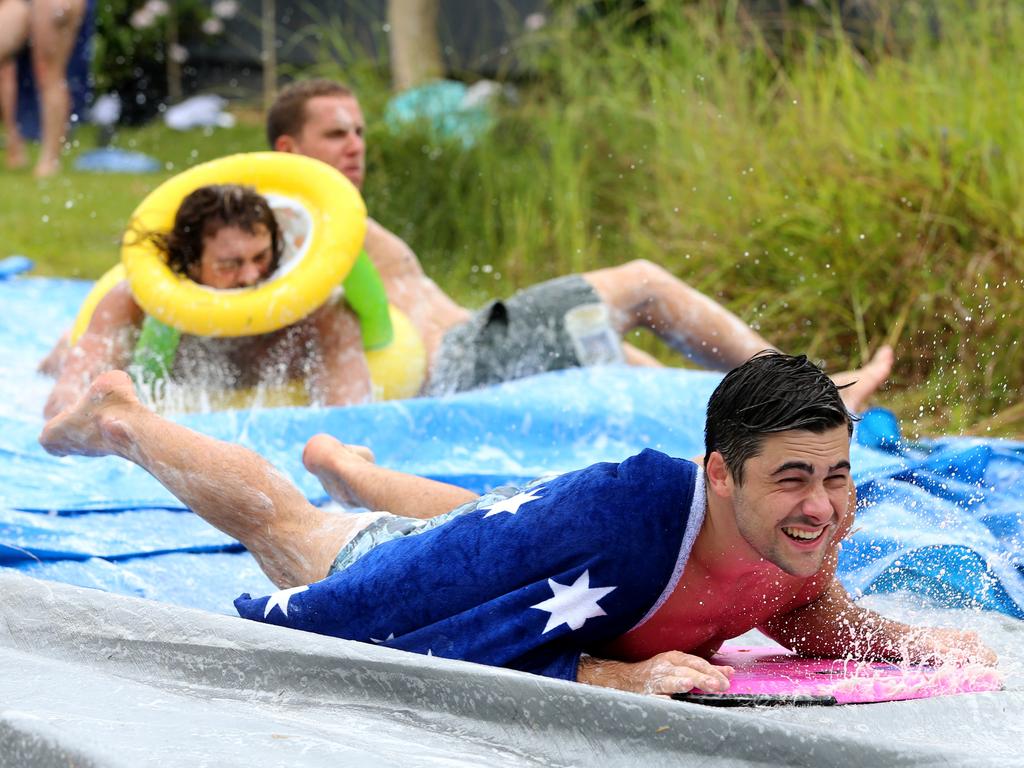 Australia Day 2017 Port Macquarie. Australia Day is celebrated with a giant slip n slide in Port Macquarie. Picture: Nathan Edwards