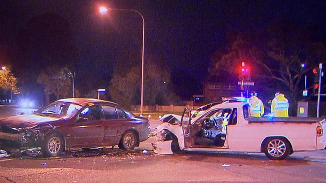 A woman has fled a serious crash at Elizabeth North. Picture: Kate Lambe/Nine News Adelaide