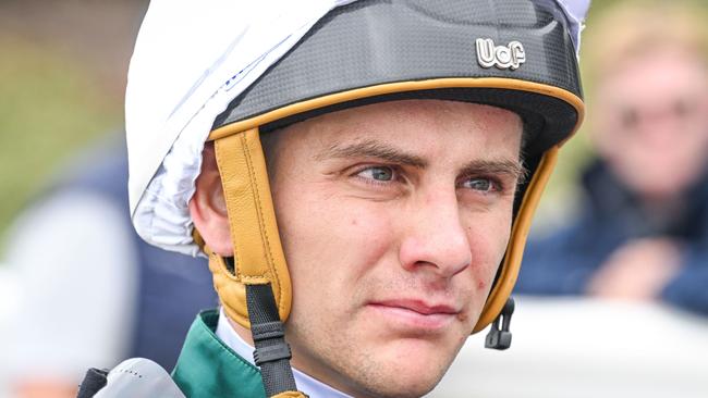 Jockey Liam Riordan was banned for a month for causing another rider to fall at Camperdown on January 20. Picture: Racing Photos via Getty Images.