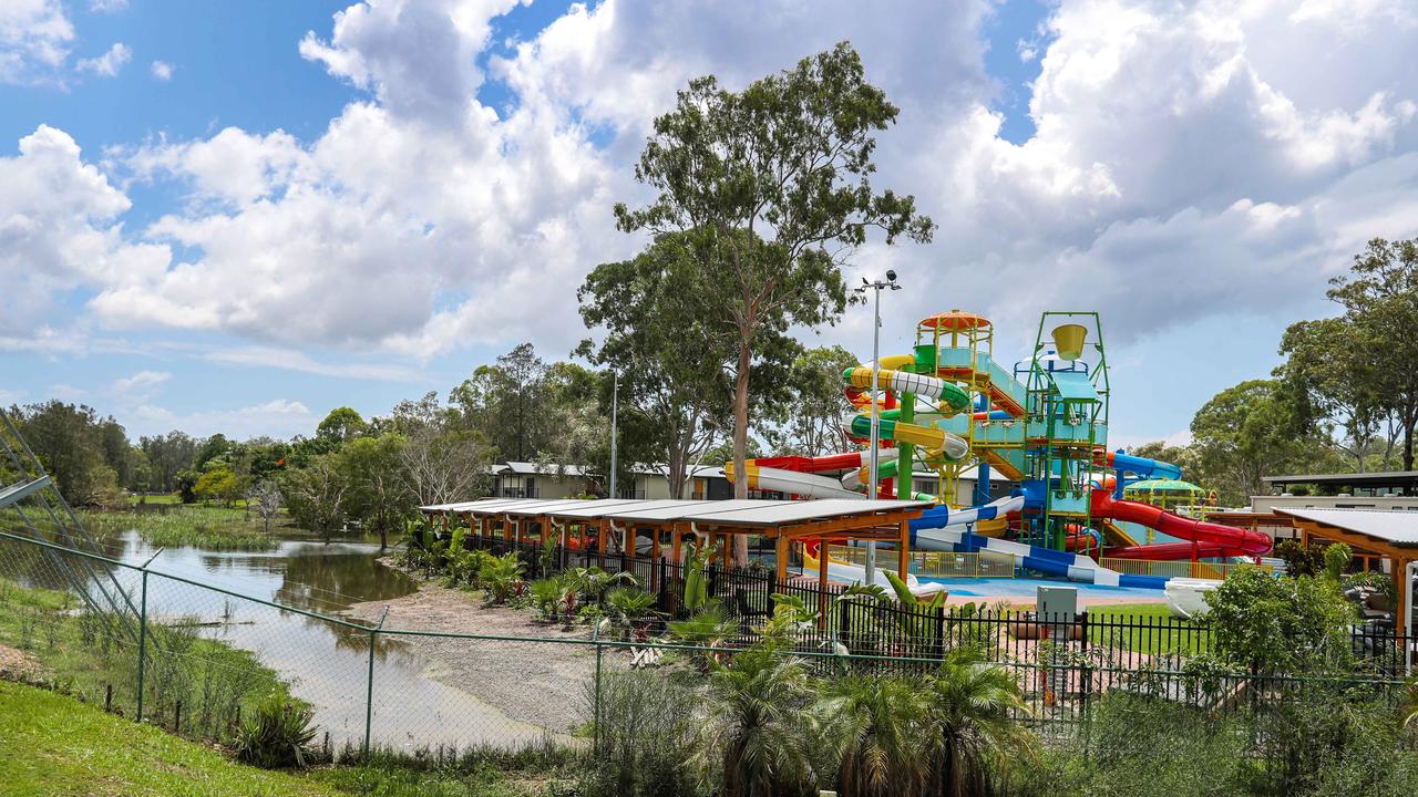 Flood Water clean up on the Gold Coast. Helensvale BIG4. Picture: NIGEL HALLETT