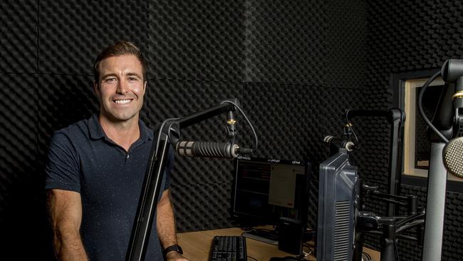 Michael Walkley inside the booth of Pacific Pines High School-run station Radio Pac Pines which is running 24-7 and will give local businesses a free plug. Picture: Jerad Williams