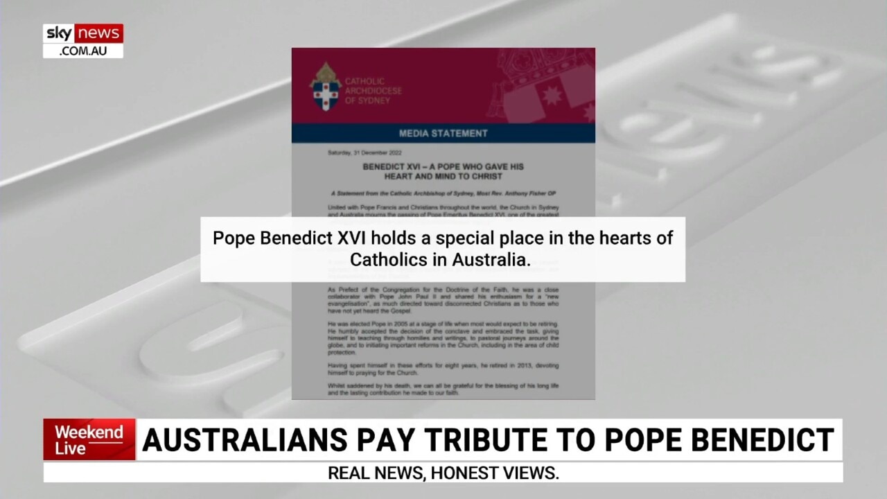 Australians pay tribute to former Pope Benedict XVI