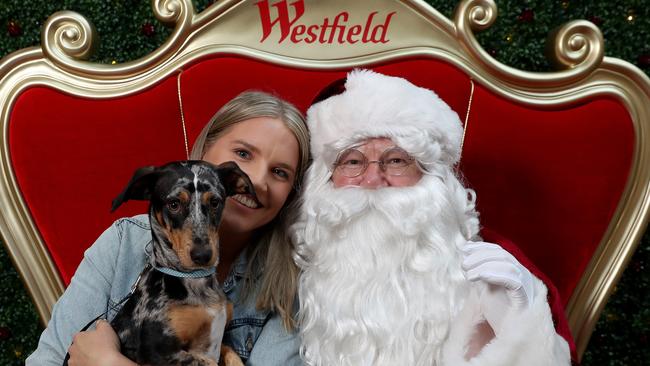 Lauren, Alfie and Santa hang out in Santa’s Kingdom at Westfield Doncaster. Picture: Mark Dadswell.