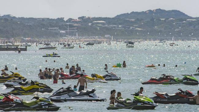 More than 5000 people have signed a petition calling for a ban on jet skis from prime southern Peninsula beaches. Picture: Jason Edwards