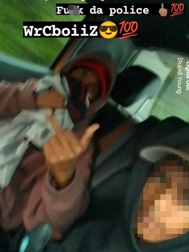 A Cairns Instagram user post boasting about stealing cars.