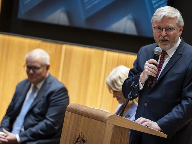 Australian Ambassador to the United States Kevin Rudd speaks during an event promoting former Prime Minister of Australia Scott MorrisonÃ¢â¬â¢s new book Ã¢â¬ÅPlans for Your Good: A Prime MinisterÃ¢â¬â¢s Testimony of GodÃ¢â¬â¢s FaithfulnessÃ¢â¬Â at the Australian Embassy on May 14, 2024 in Washington, D.C.