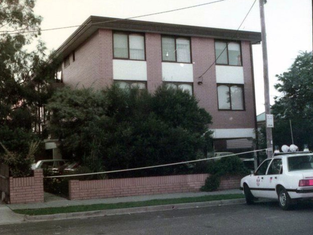 Police at the woman’s Adam St home in 1985.