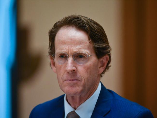 Australian Sports Commission Acting Chief Executive Officer Robert Dalton appears at a Senate inquiry into the sports rorts affair at Parliament House in Canberra, Thursday, February 27, 2020. (AAP Image/Mick Tsikas) NO ARCHIVING
