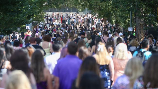 Crowds gather at the MCG ahead of Taylor Swift’s second show. Picture: Brendan Beckett