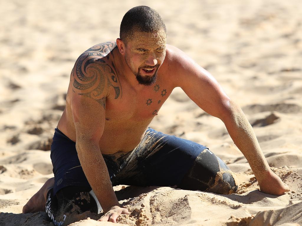 UFC fighter Rob Whittaker training at Wanda sand dunes, Cronulla. Picture: Brett Costello