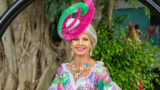 Cairns Cup Carnival Platinum Model Management Face of the Carnival Kymberlee Cockrem recommends bright colours for racing in the tropics. Picture: Heather York.