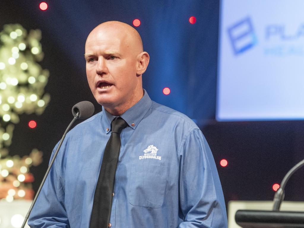 Tony Coonan receives the Volunteer of the Year award. Sports Darling Downs Sports Stars of the Year dinner. Saturday, February 11, 2023. Picture: Nev Madsen.