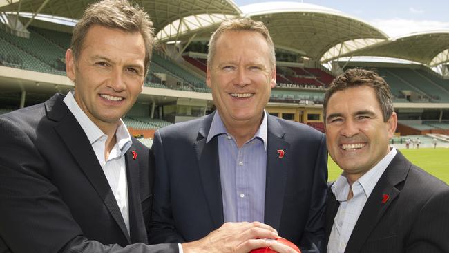 Channel 7's SANFL commentary team Mark Soderstrom, John Casey and Tim Ginever.