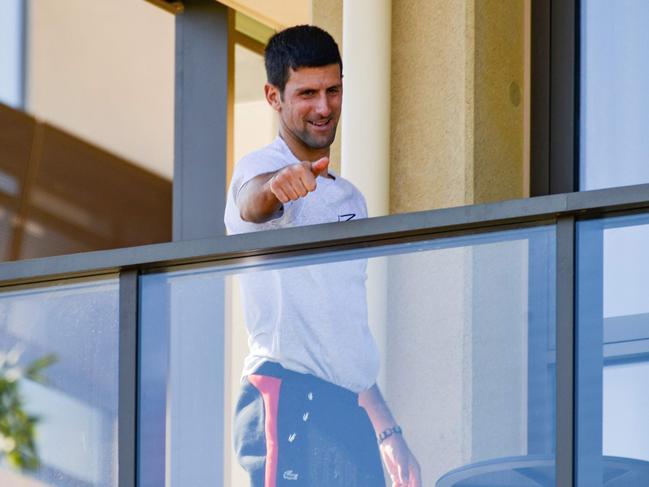 Novak Djokovic in hotel quarantine in Adelaide. Picture: AFP