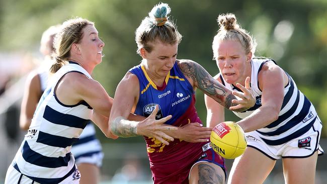 Brisbane is prepared for an ‘exciting’ encounter with Geelong after the Cats upset Melbourne in the semi-final at Ikon Park on Sunday. Picture: Jono Searle / Getty Images