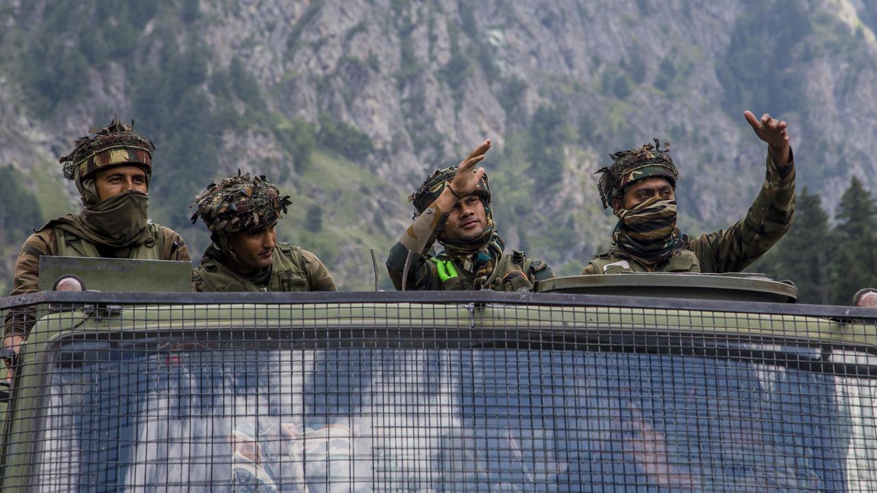 An Indian army convoy pictured in September 2020 after India and China again stumbled into a bloody clash over their shared border. Picture: Yawar Nazir/Getty Images