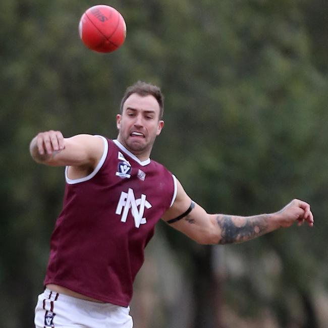 Nullawil ruckman Dean Putt starred in his return from injury. Picture Yuri Kouzmin