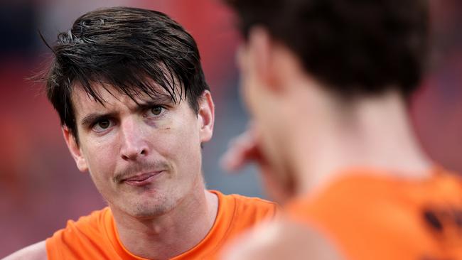 SYDNEY, AUSTRALIA - JUNE 16: Sam Taylor of the Giants looks on at quarter-time during the round 14 AFL match between Greater Western Sydney Giants and Port Adelaide Power at ENGIE Stadium, on June 16, 2024, in Sydney, Australia. (Photo by Brendon Thorne/AFL Photos/via Getty Images)