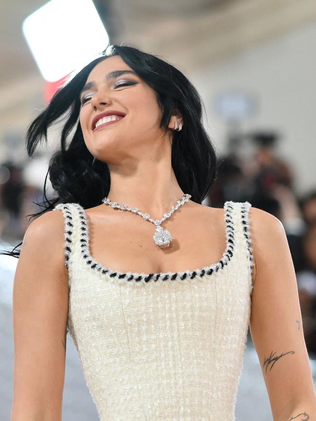 The singer is the first star to wear the Legendary diamond necklace. Picture: Angela Weiss/AFP