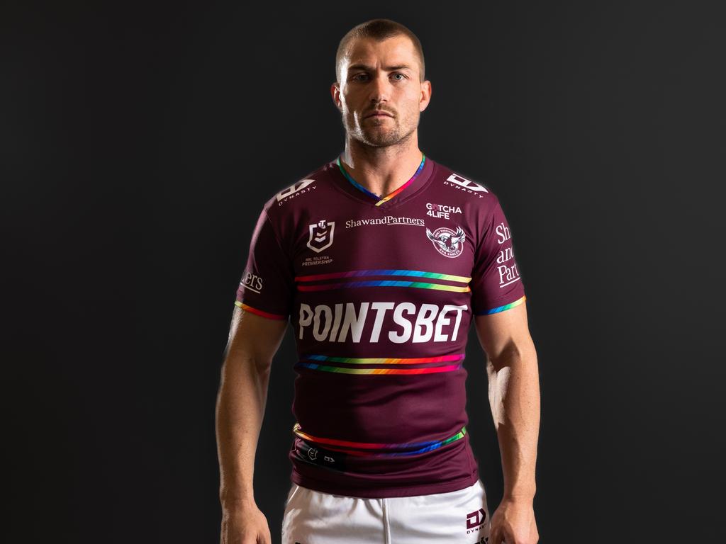 Manly’s Kieran Foran in the Sea Eagles’ Pride jersey. Picture: Manly Digital