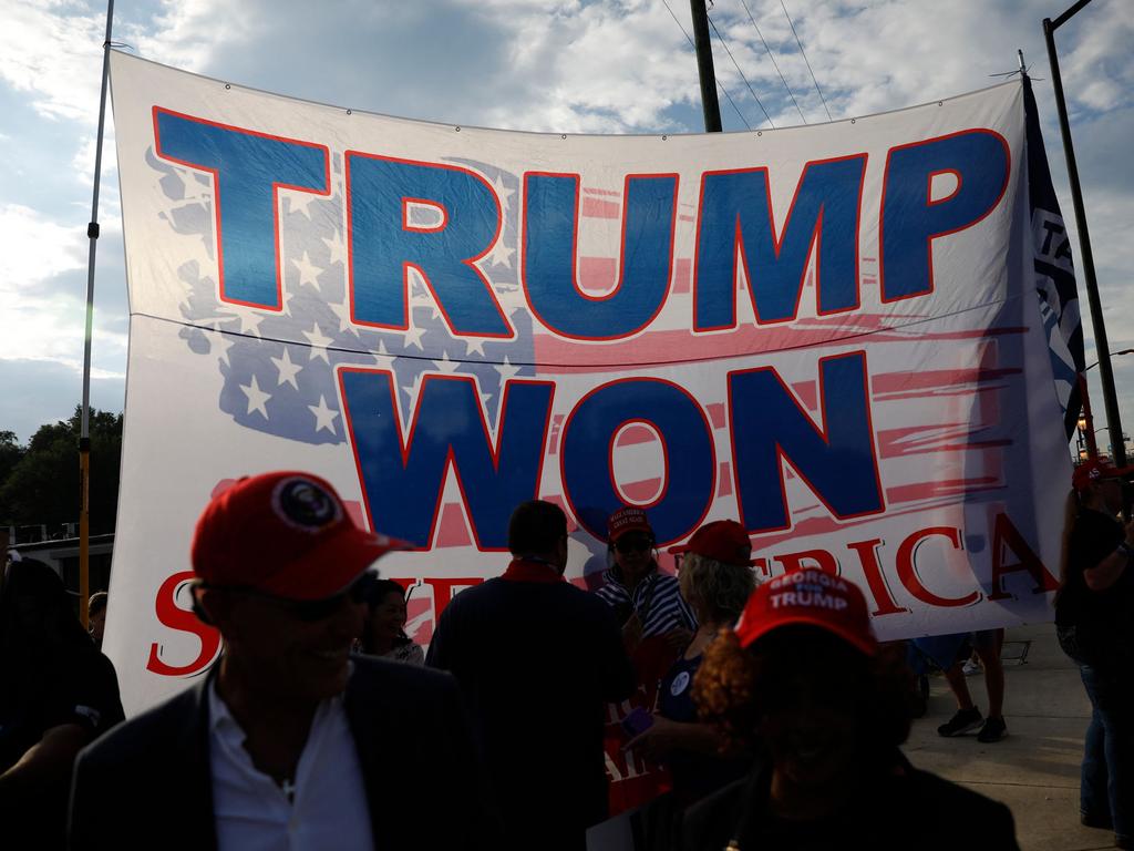 Donald Trump supporters gather over in Atlanta, Georgia for the first US leaders debate. Picture: AFP