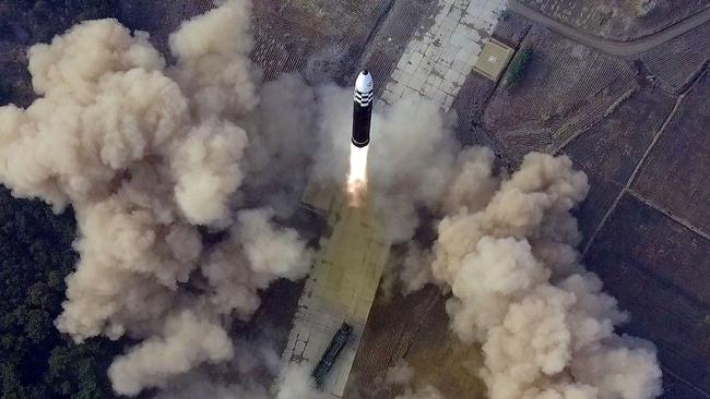 North Korea tests what it claimed was a new type of inter-continental ballistic missile in March. Picture: KCNA via AFP